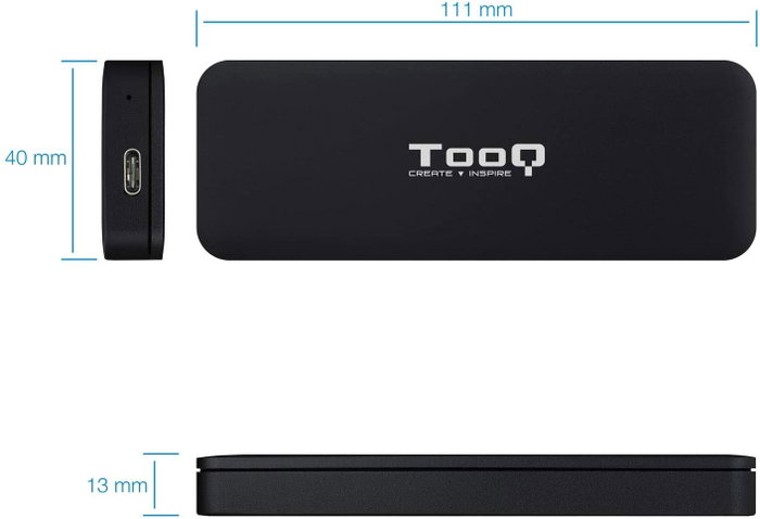 Tooq Caja Externa M.2 NVMe TQE-2280B USB 3.1 Gen2 Negro